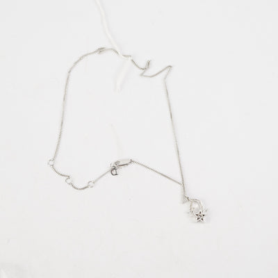 Dior Oblique Star Pendant Necklace Silver with White Crystals