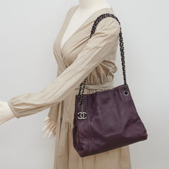 Chanel Quilted Tote Bag Dark Burgundy/Purple