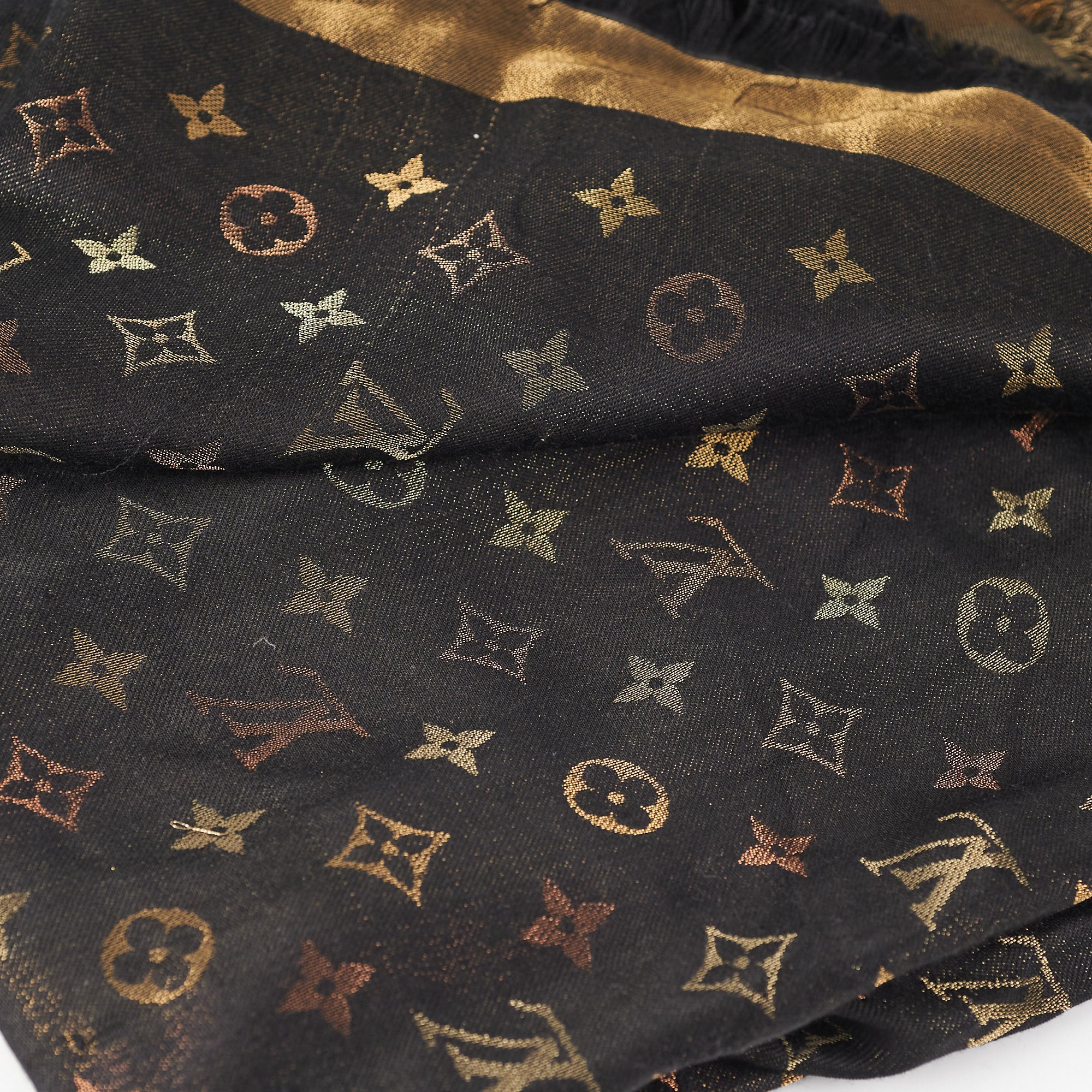 black and gold lv scarf