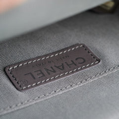 Chanel Quilted Navy/Chevron Grey Lambskin Shoulder Bag