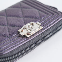 Chanel Boy Zip Coin Purse Iridescent Purple