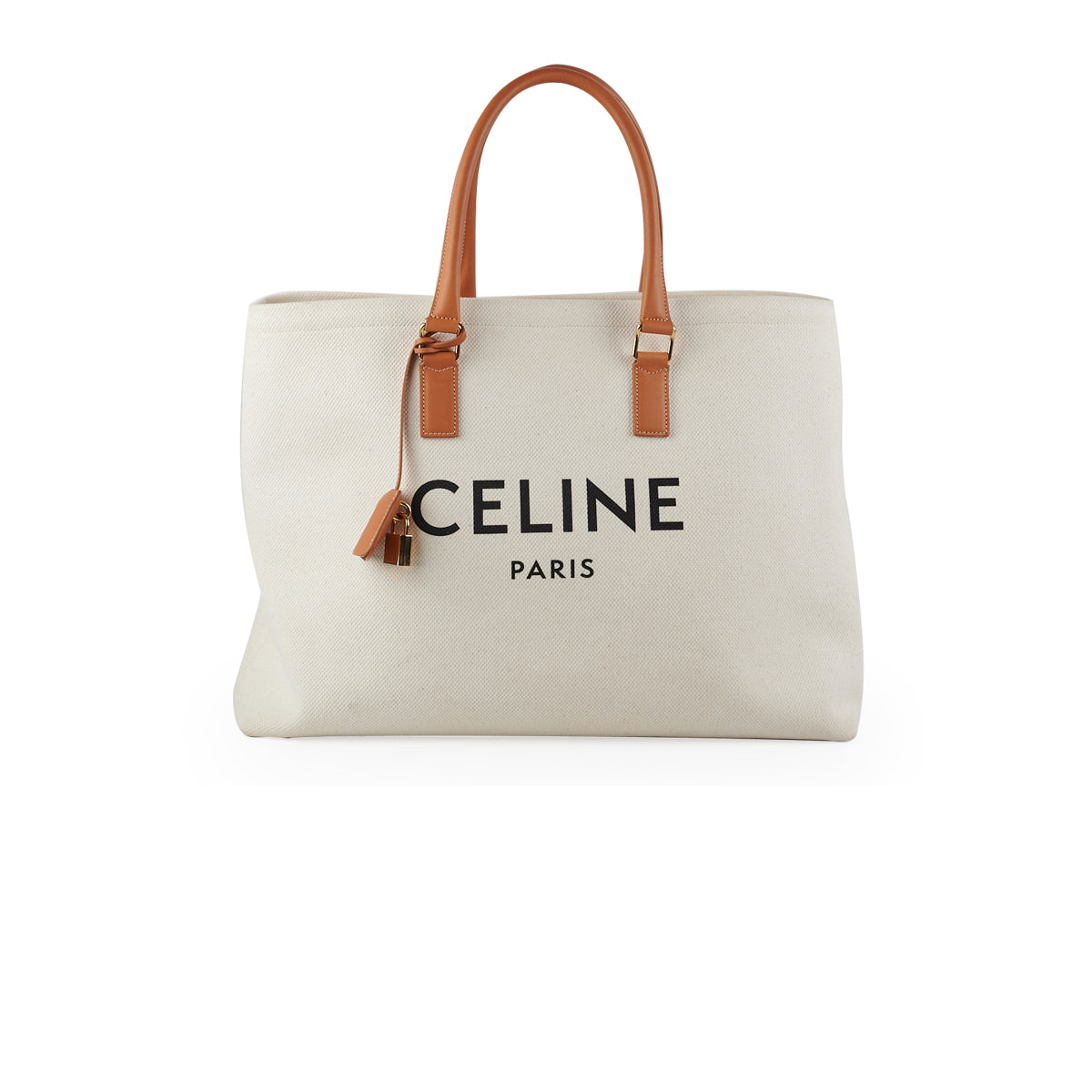 Celine Horizontal Cabas Canvas Tote Bag White - THE PURSE AFFAIR