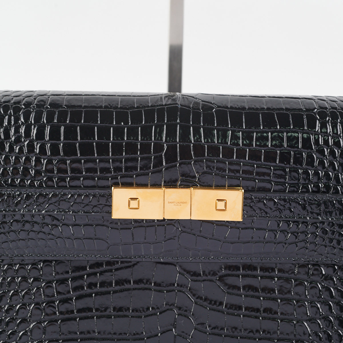 Yves Saint Laurent Manhattan Bag Navy Blue Crocodile Embossed Leather