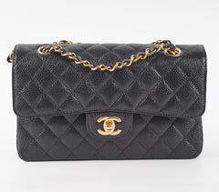 Chanel Small Caviar Classic Double Flap GHW Black (Microchipped) October 2022