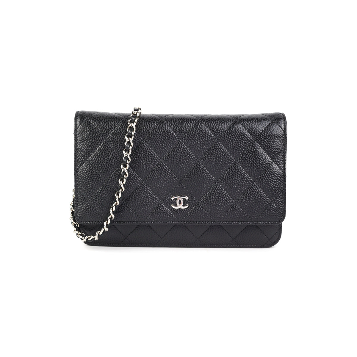 Chanel wallet on chain black caviar silver hardware Outlet