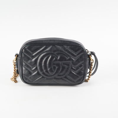 Gucci GG Marmont Matelasse Mini Black Camera Crossbody Bag - THE PURSE  AFFAIR