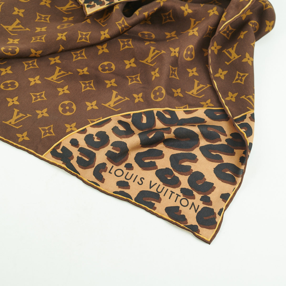 Louis Vuitton Brown Silk Scarf
