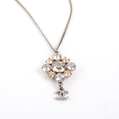 Chanel Crystal CC Logo Pendant Necklace Costume Jewellery
