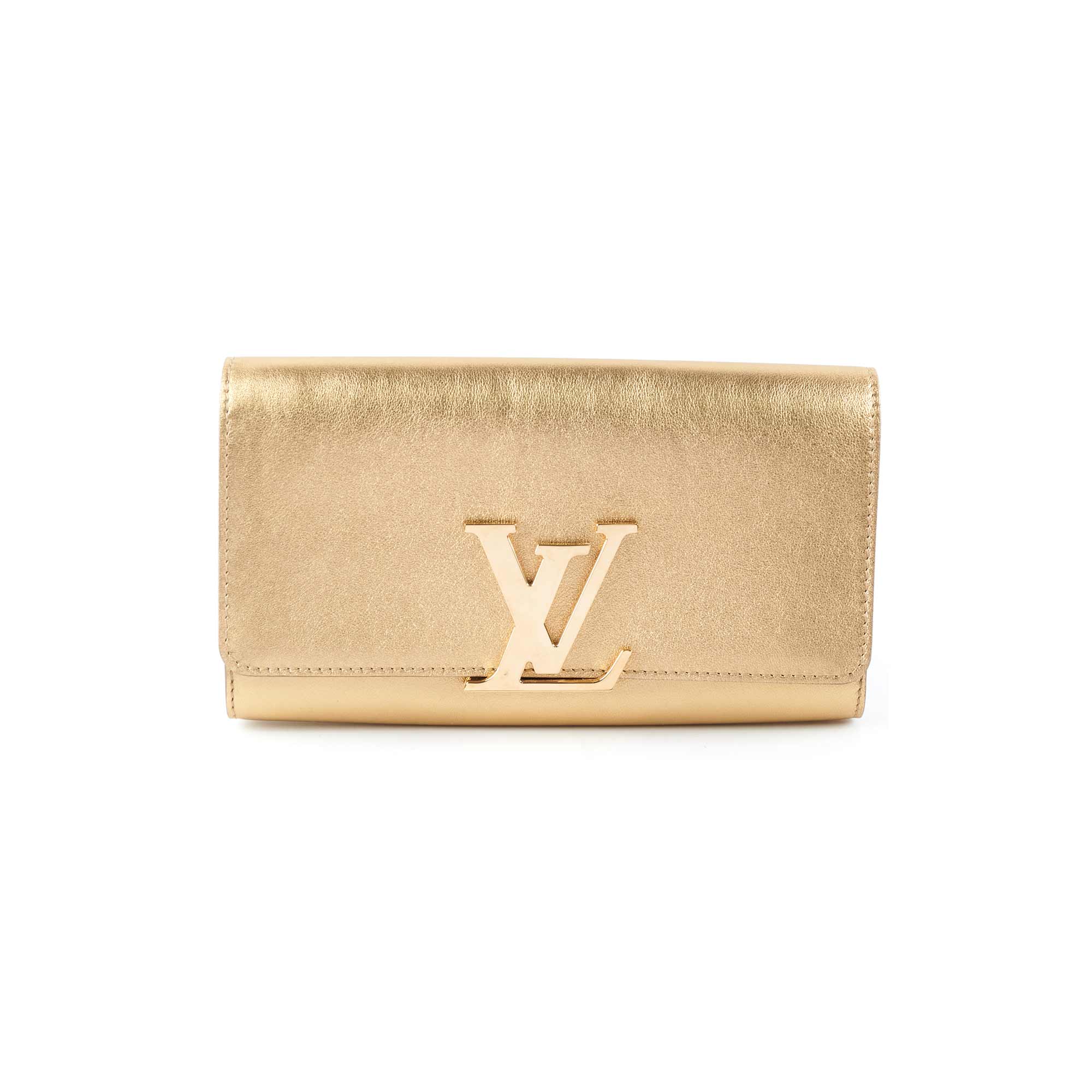 Louis Vuitton Gold Leather Louise Clutch Louis Vuitton