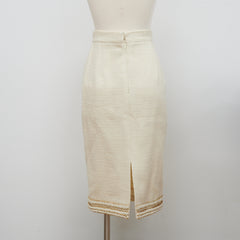 Chanel Pencil Skirt Ivory Size Euro 36
