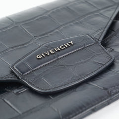 Givenchy Antigona Croc Print Envelope Clutch Black
