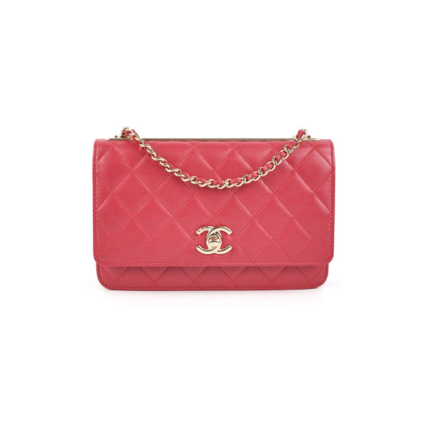 Chanel Raspberry Quilted Lambskin Mini Vanity Case with Chain