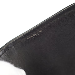 Chanel Vintage Vertical Half Flap Black Shiny Leather