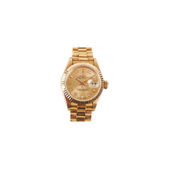 HOLD Rolex Lady Datejust 18k Gold Dial 26mm with Diamonds President Strap