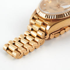 HOLD Rolex Lady Datejust 18k Gold Dial 26mm with Diamonds President Strap