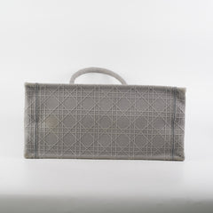 Dior Medium Book Tote Cannage Embroidered Grey