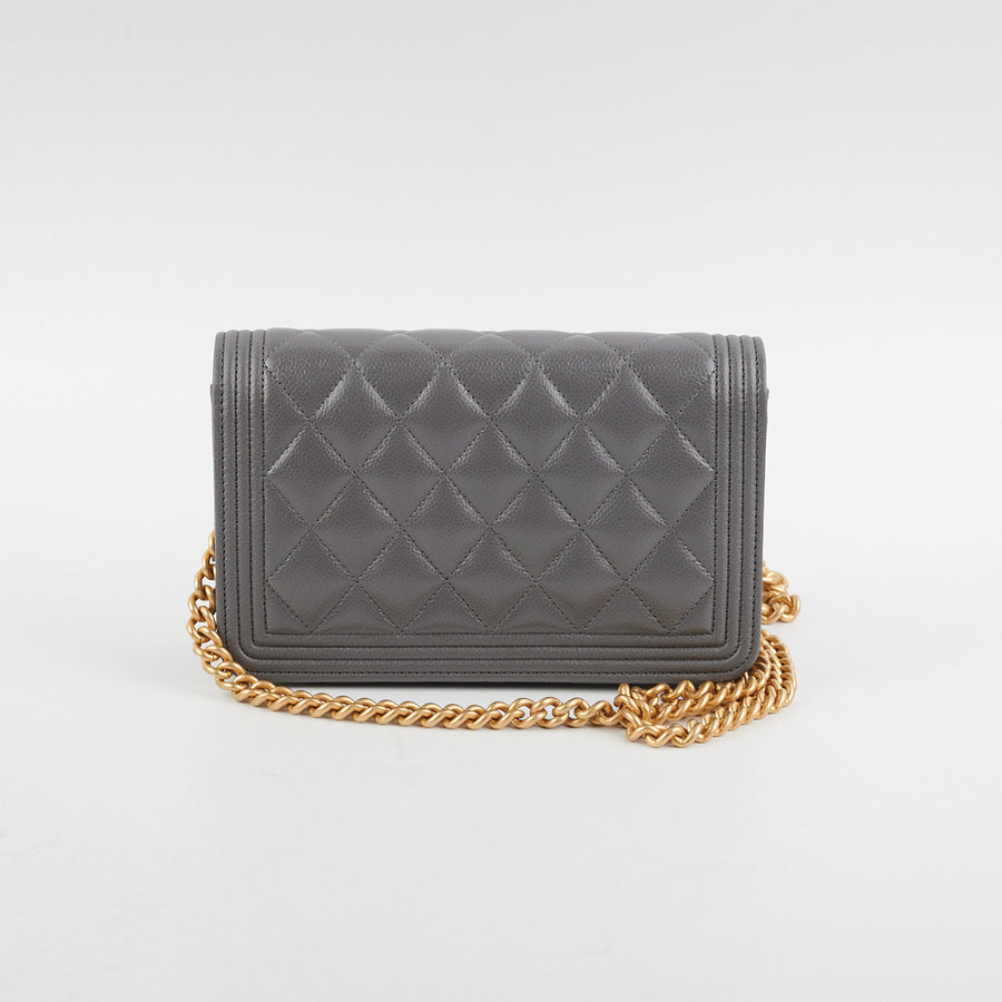Chanel Boy Grey Caviar WOC Crossbody Bag (Microchipped)