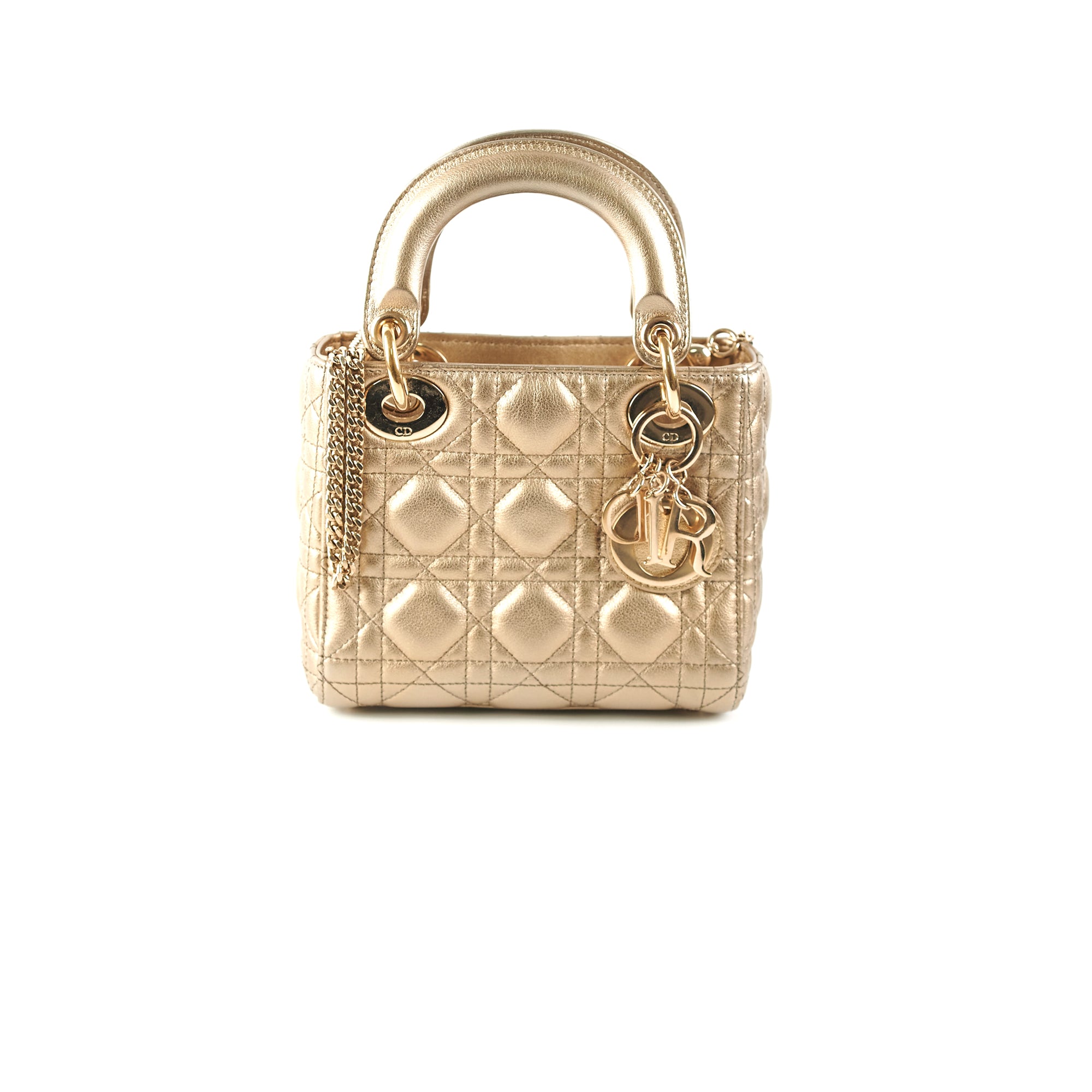 Miss Dior Mini Bag Iridescent Metallic GoldTone Cannage Lambskin  DIOR US