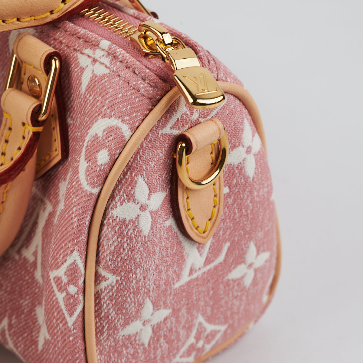 Louis Vuitton Nano Speedy Denim Jacquard Pink in Denim/Calfskin Leather  with Gold-tone - GB