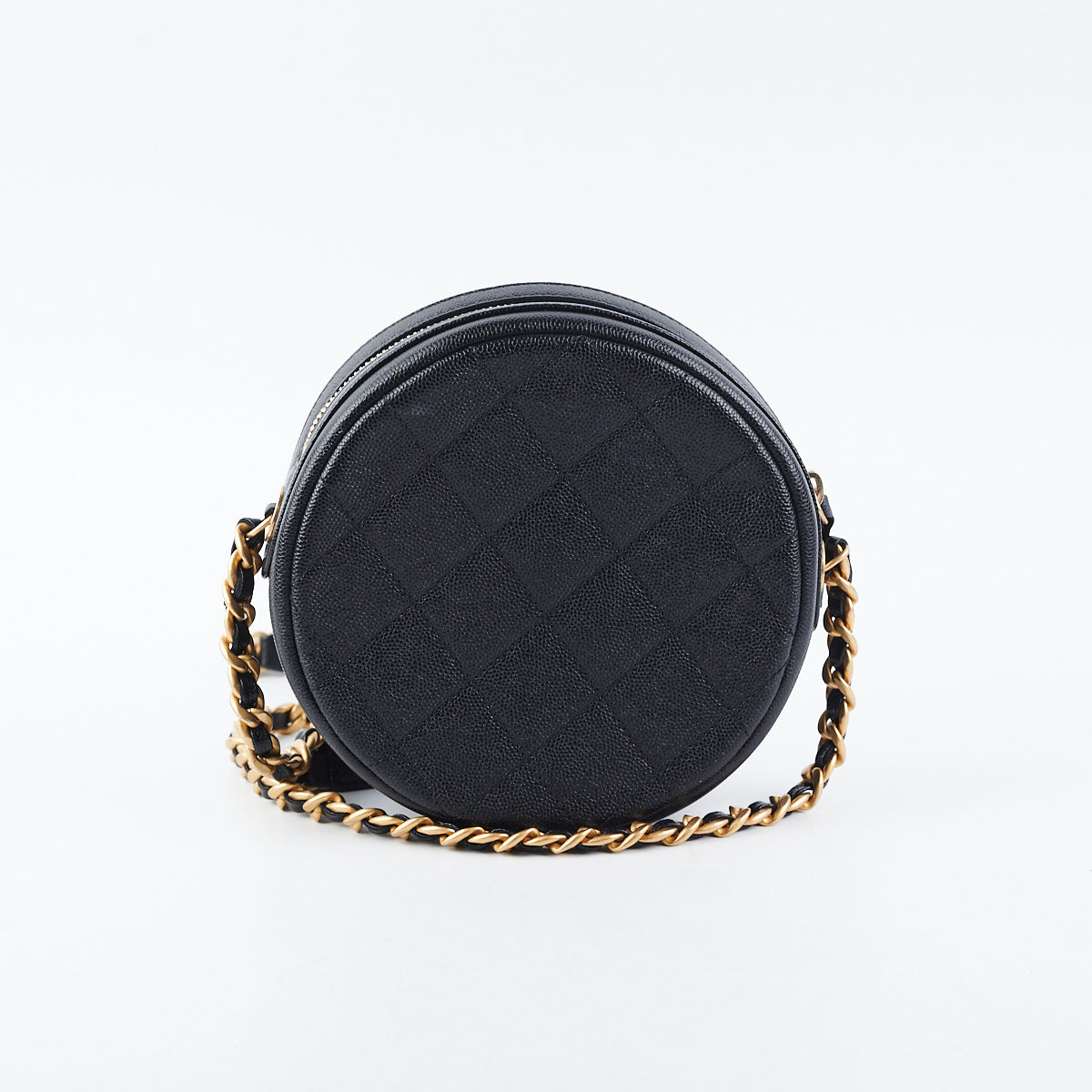 CHANEL Caviar Quilted Round Clutch With Chain Black  eBay