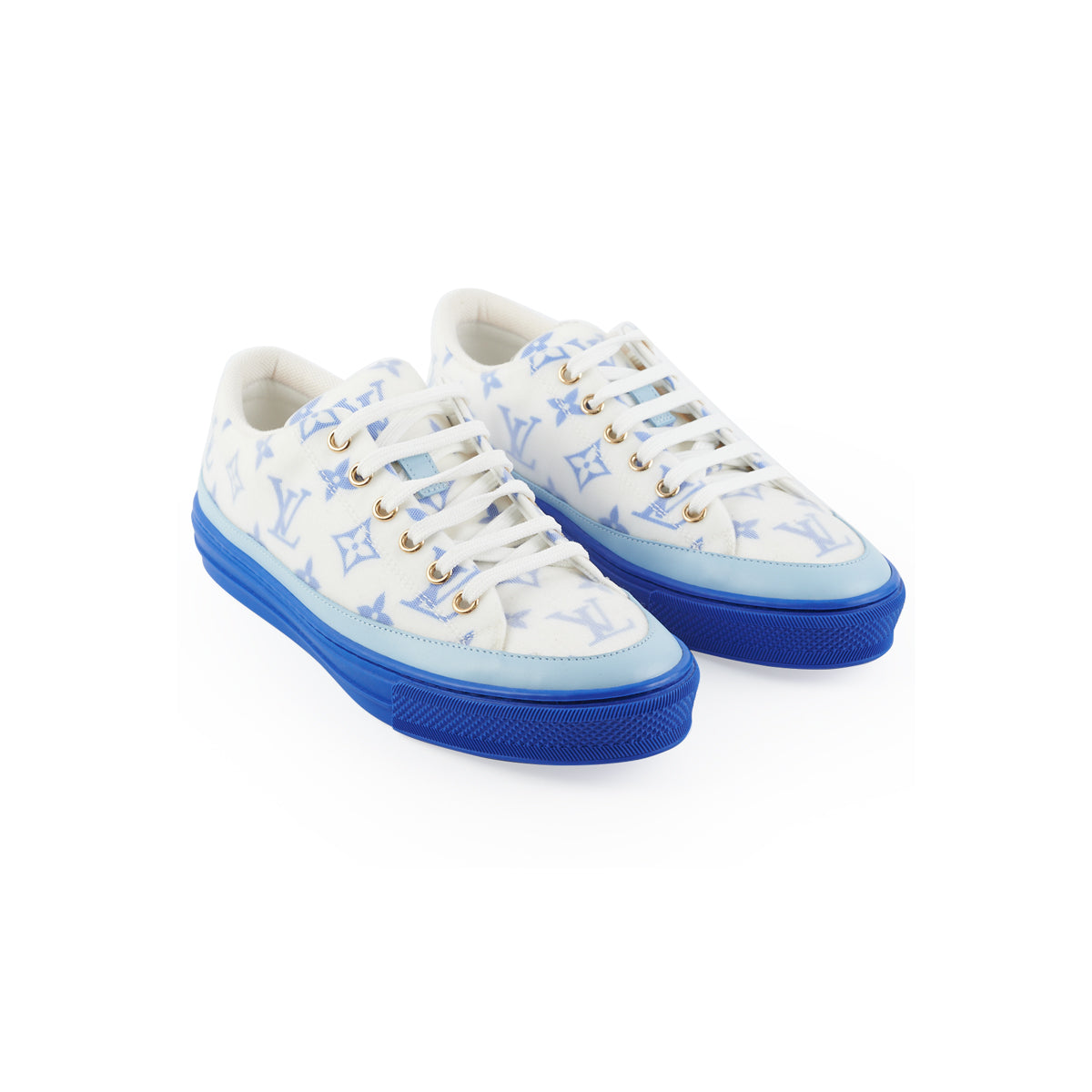 Louis Vuitton Womens Stellar Low Top Sneakers Blue/White Size 37.5