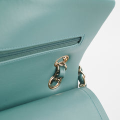 Chanel Classic Flap Small Lambskin Turquoise Green (Microchipped)