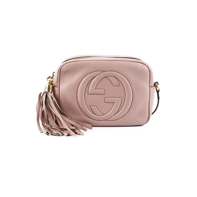 Gucci Soho Disco Leather Small Rose Beige in Pebbled Calfskin with