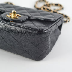 Chanel Mini Square Caviar Bag GHW Black