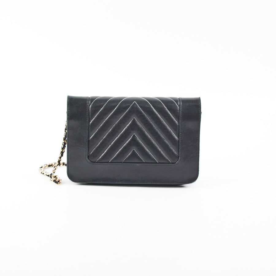 Boy Wallet on Chain WOC Caviar Quilted Black GHW