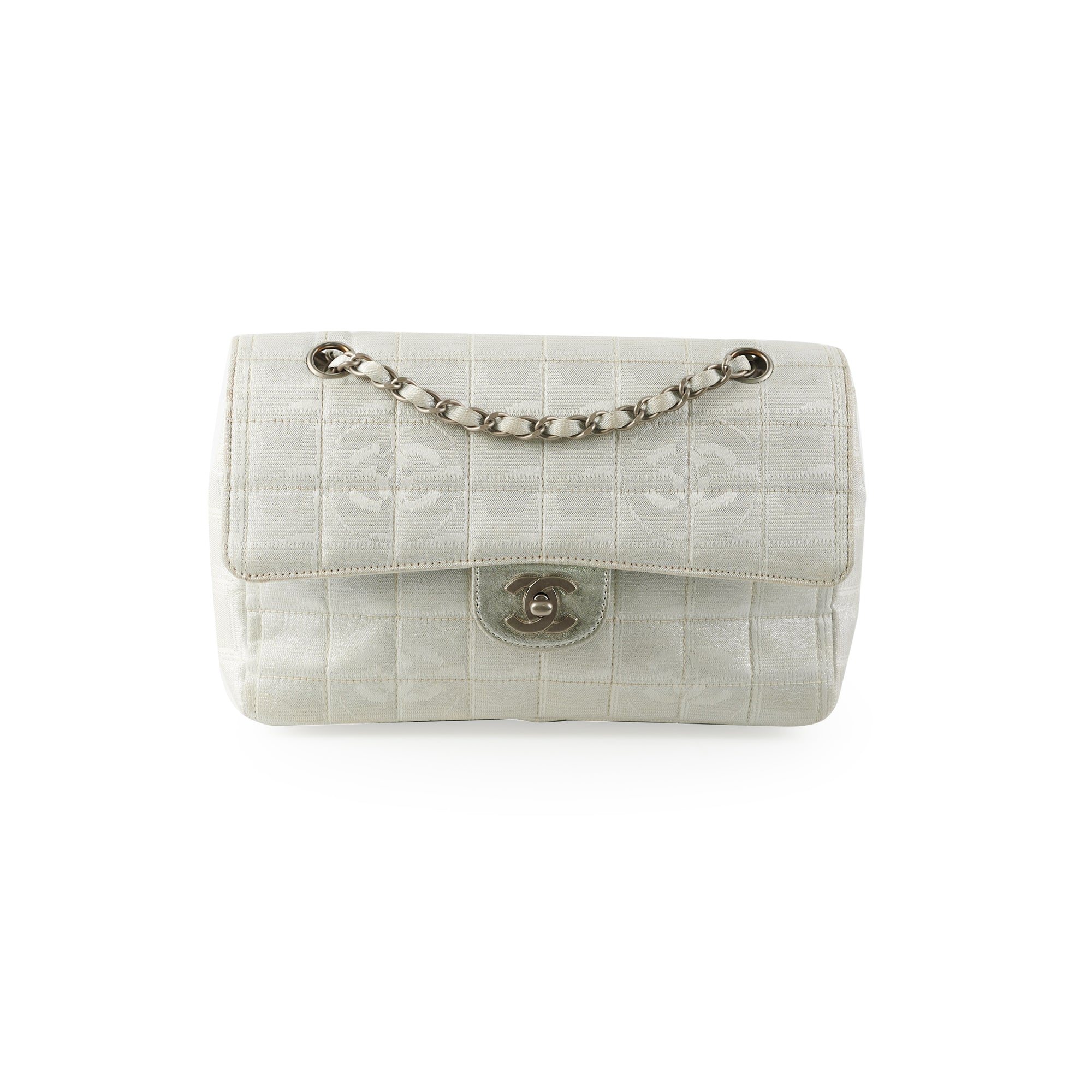 Handbags Chanel Chanel Travel Line Handbag Beige Silver Authentic Chanel Travel Line Canvas Handbag.