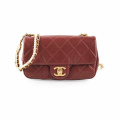 Chanel Quilted Crystal Pearls Flap Burgundy