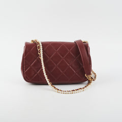 Chanel Quilted Crystal Pearls Flap Burgundy