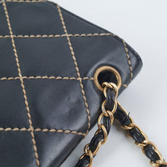 Chanel Wild Stitch Classic Flap Shoulder Bag Black