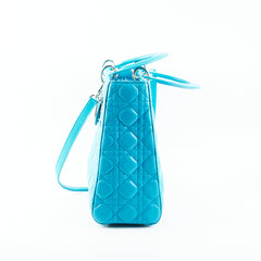 Dior Large Lady Dior Turquoise Cannage Lambskin
