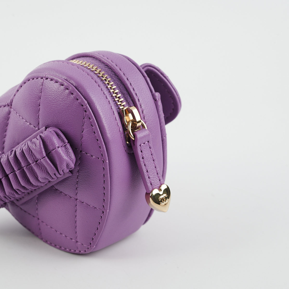 Chanel Heart Zipped Arm Coin Purse Lambskin Purple - THE PURSE AFFAIR