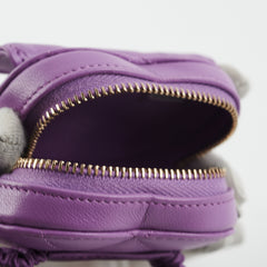 Chanel Heart Zipped Arm Coin Purse Lambskin Purple